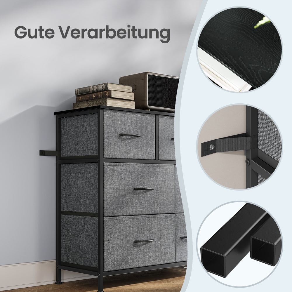 Kommode, Schrank, 7 Stoffschubladen