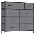 SONGMICS BELLAH Kollektion - Kommode, Schrank, Aufbewahrungsschrank, Stahl, für Schlafzimmer, Flur, Wohnzimmer, 9 Schubladen, modern, schiefergrau LGS324G101