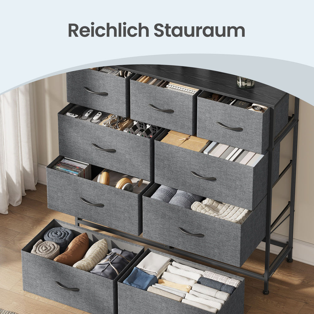 Kommode, Schrank, 9 Stoffschubladen