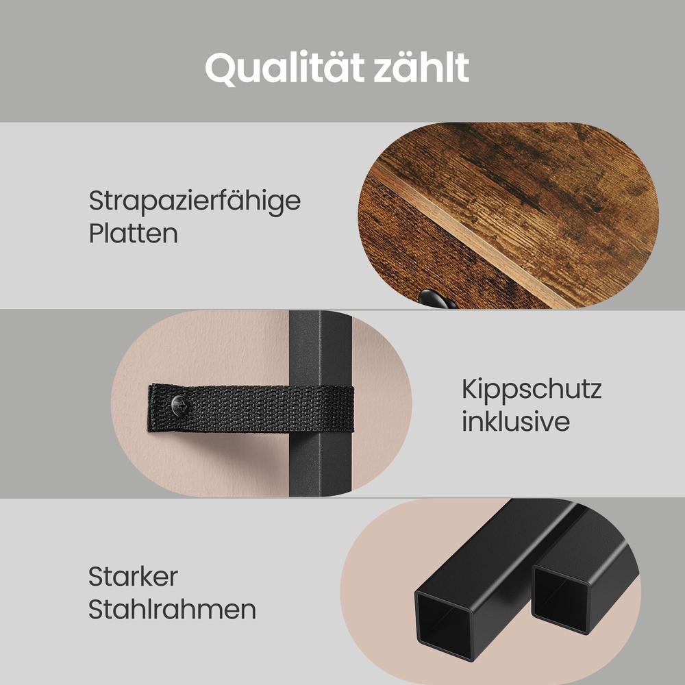 Konsolentisch, Beistelltisch mit 3 Stoffschubladen
