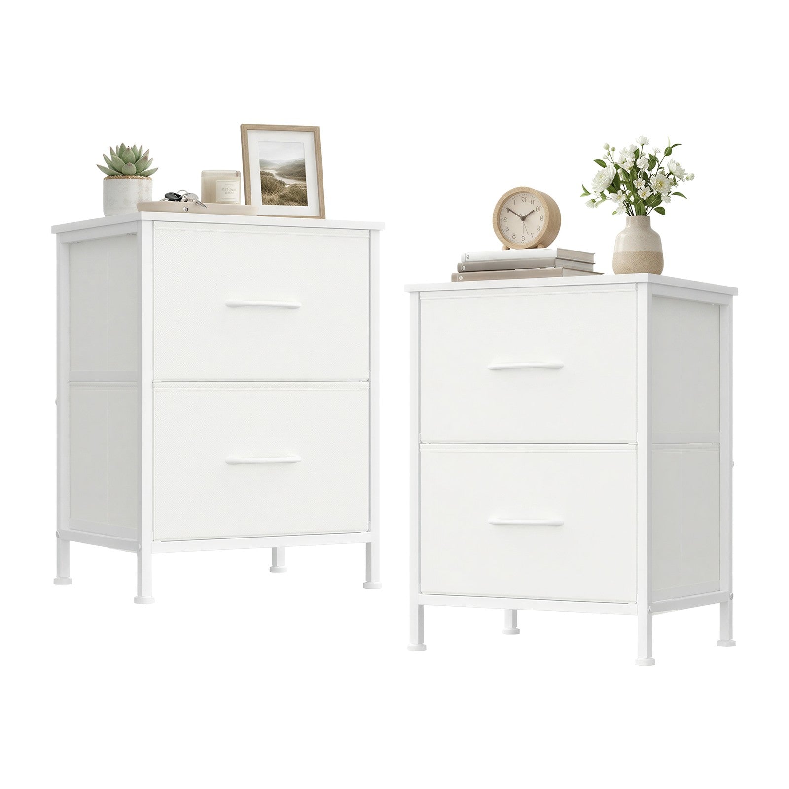 Nachttisch 2er Set, 2 Schubladen, für Schlafzimmer