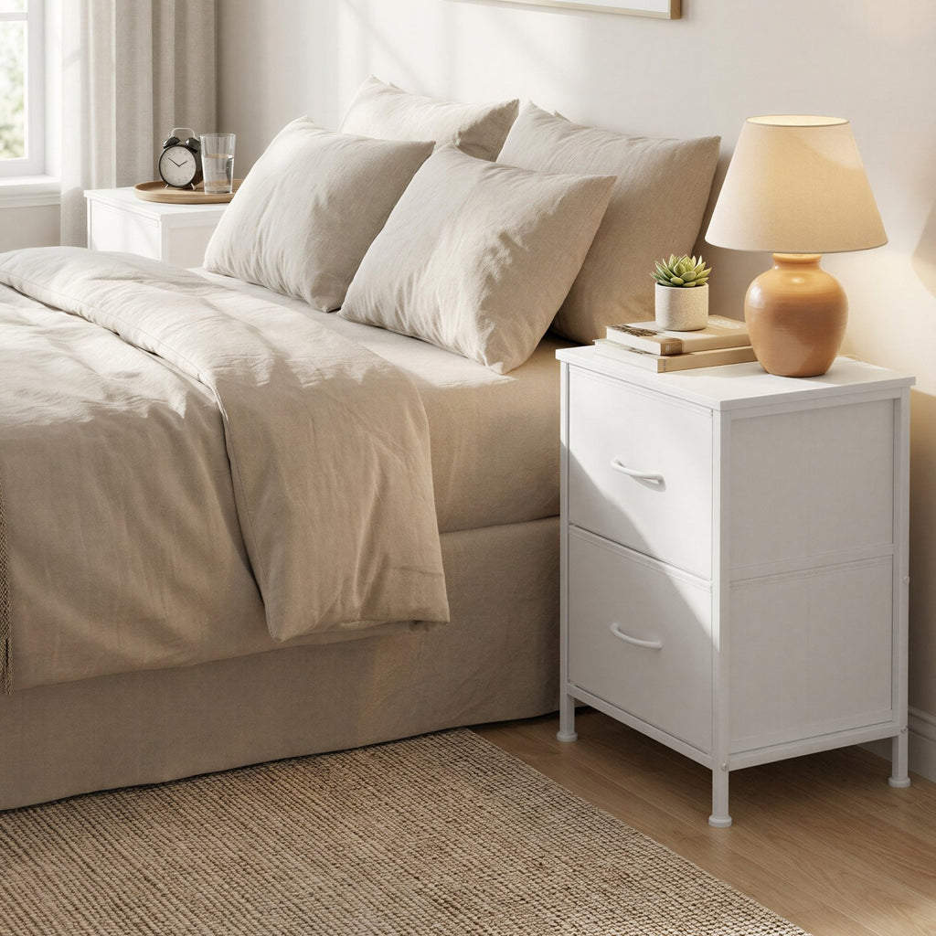 Nachttisch 2er Set, 2 Schubladen, für Schlafzimmer