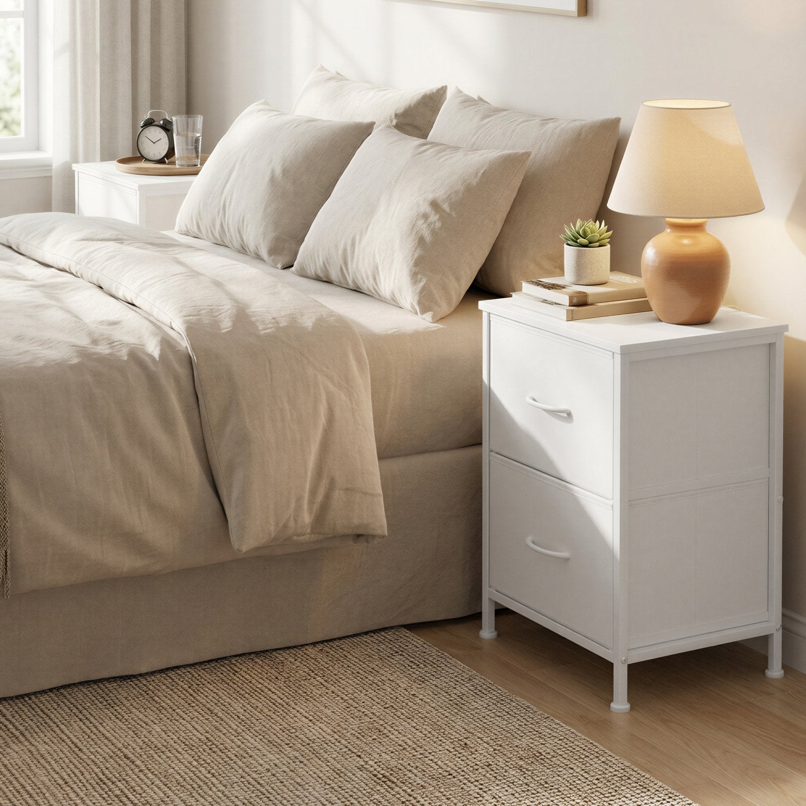 Nachttisch 2er Set, 2 Schubladen, für Schlafzimmer