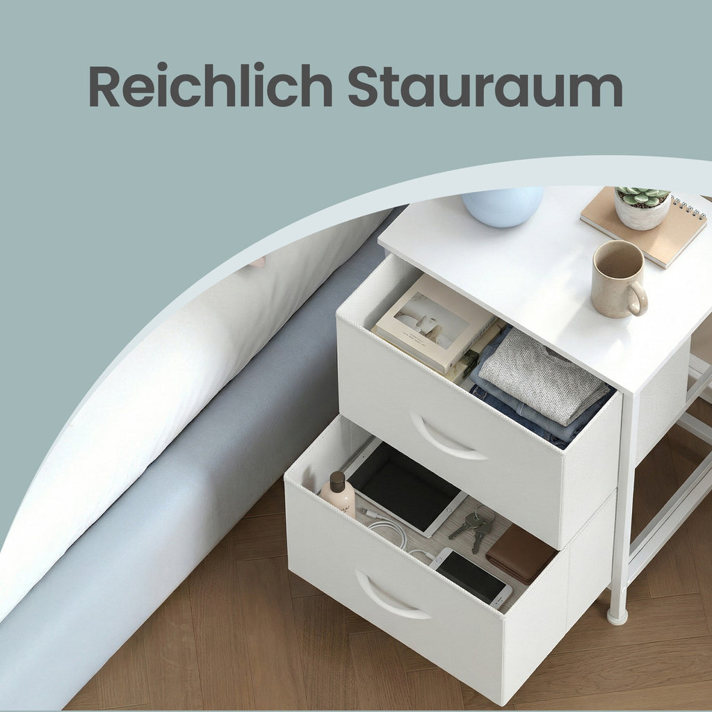 Nachttisch 2er Set, 2 Schubladen, für Schlafzimmer