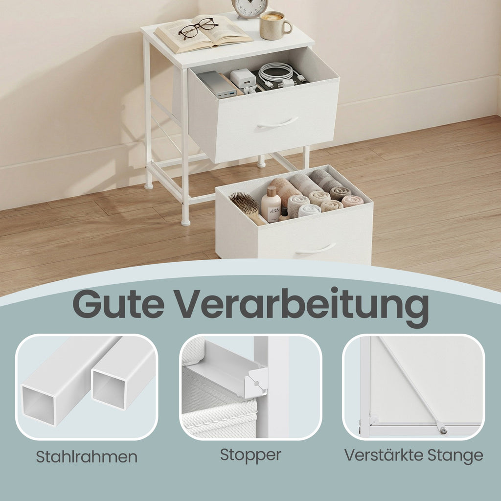 Nachttisch 2er Set, 2 Schubladen, für Schlafzimmer