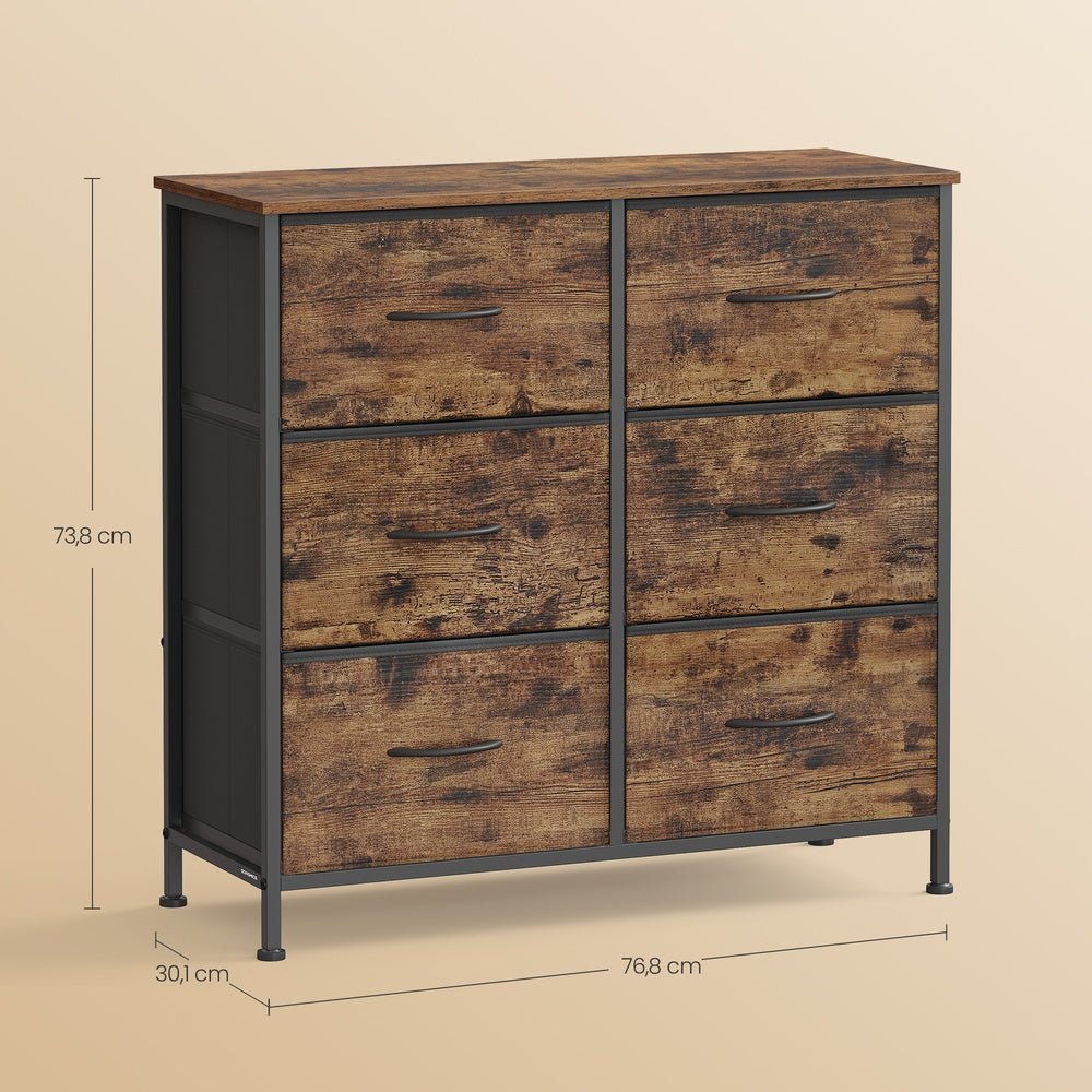 Kommode, Schrank, 6 Stoffschubladen