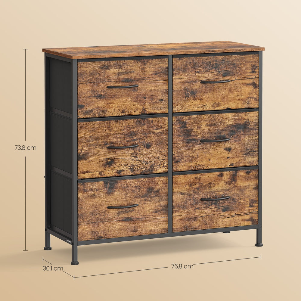 Kommode, Schrank, 6 Stoffschubladen