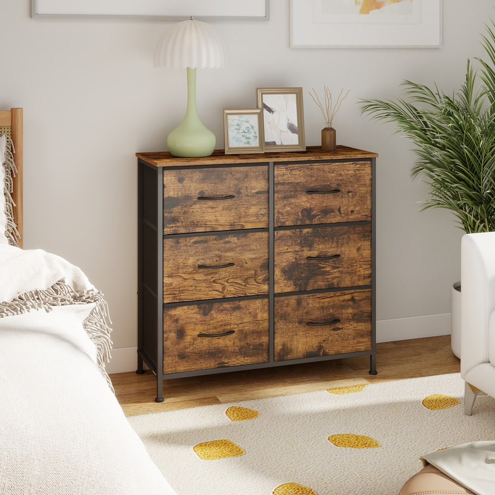 Kommode, Schrank, 6 Stoffschubladen
