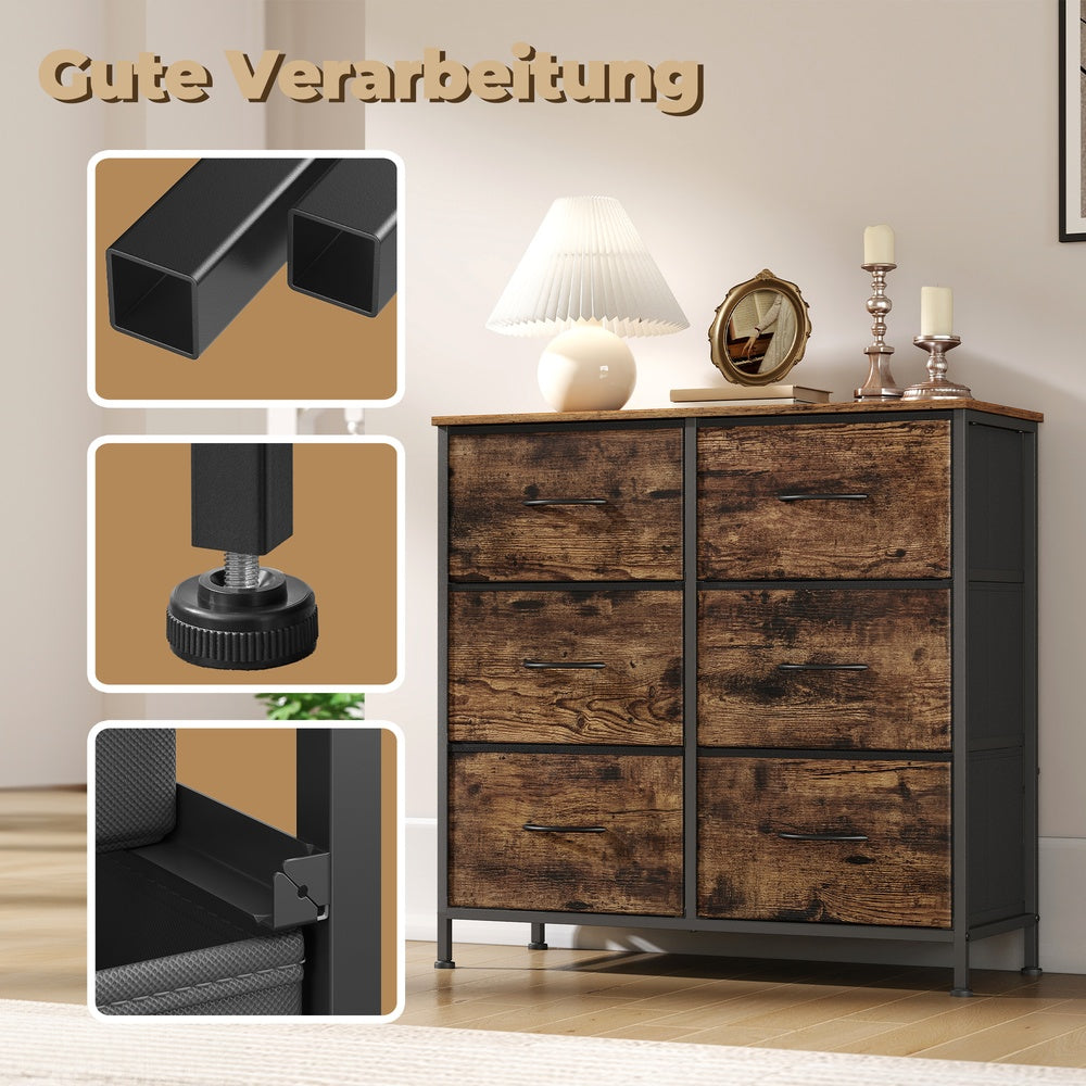 Kommode, Schrank, 6 Stoffschubladen