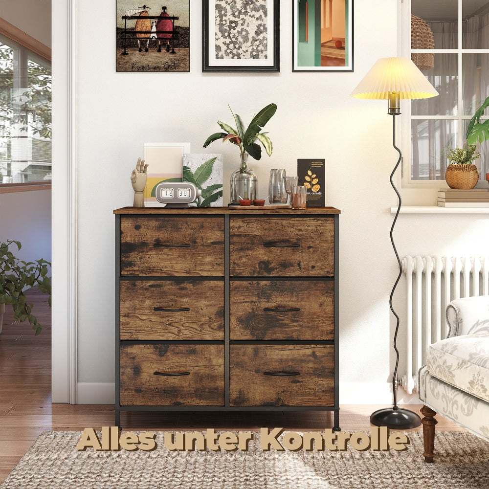 Kommode, Schrank, 6 Stoffschubladen