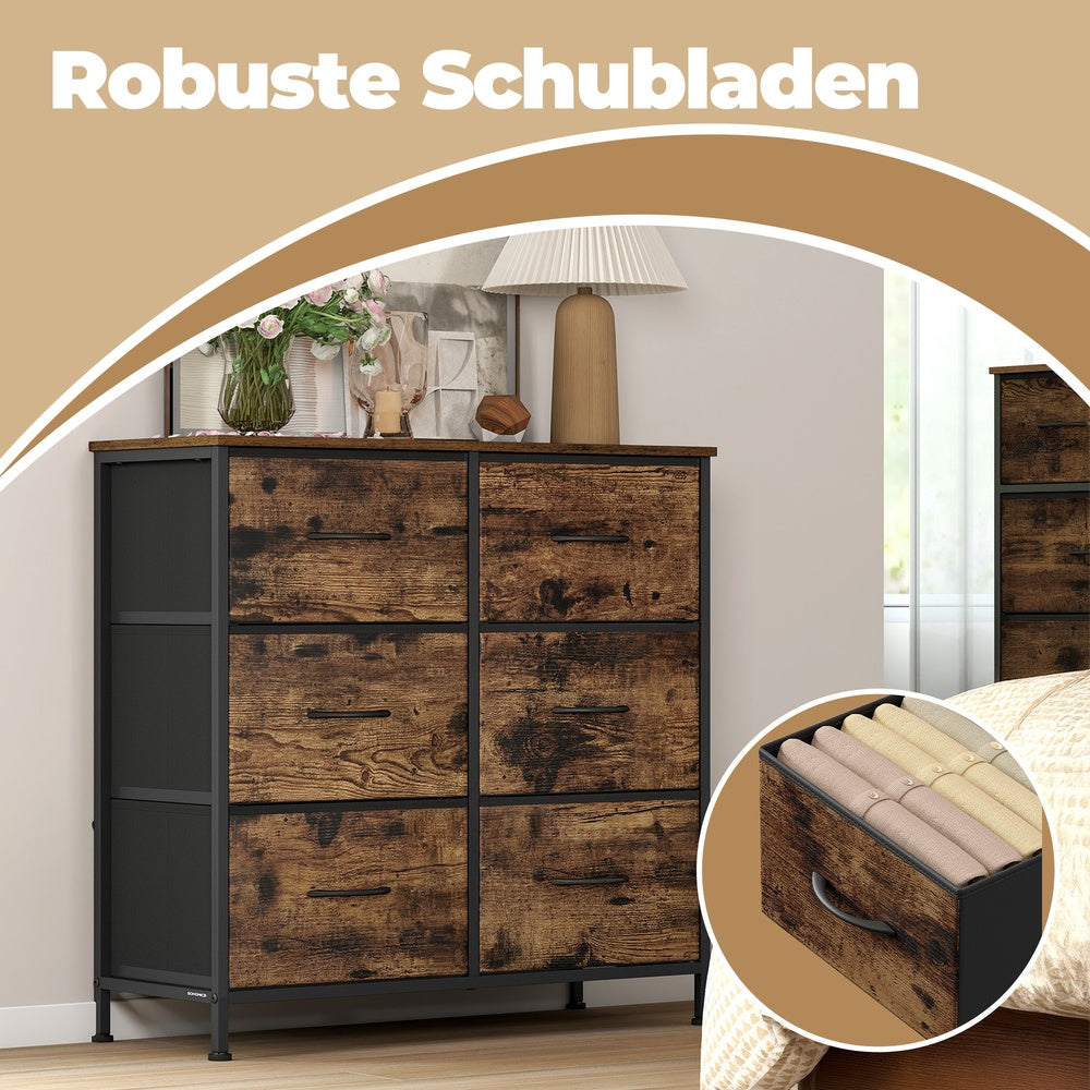 Kommode, Schrank, 6 Stoffschubladen