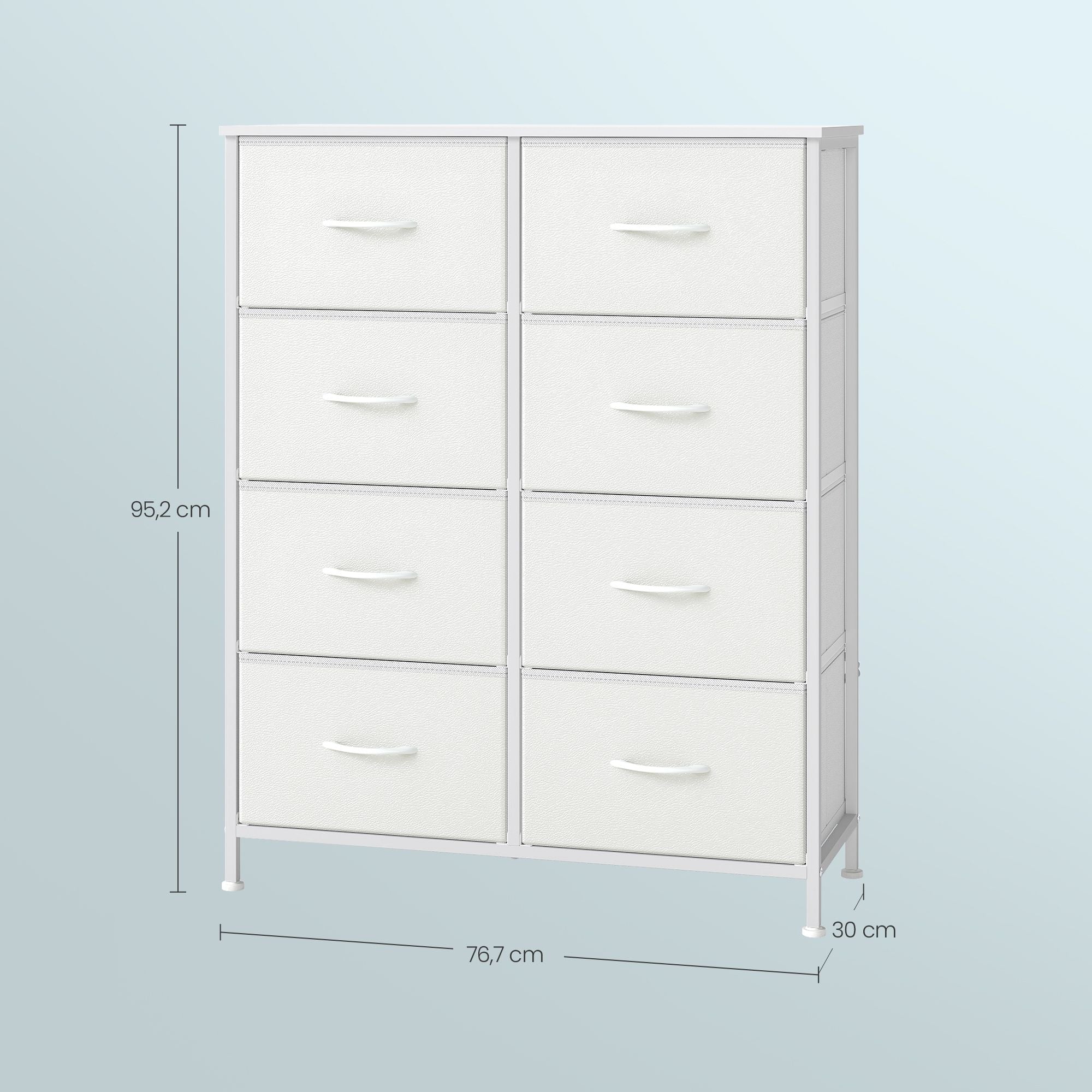 Kommode, Schrank, 8 Stoffschubladen