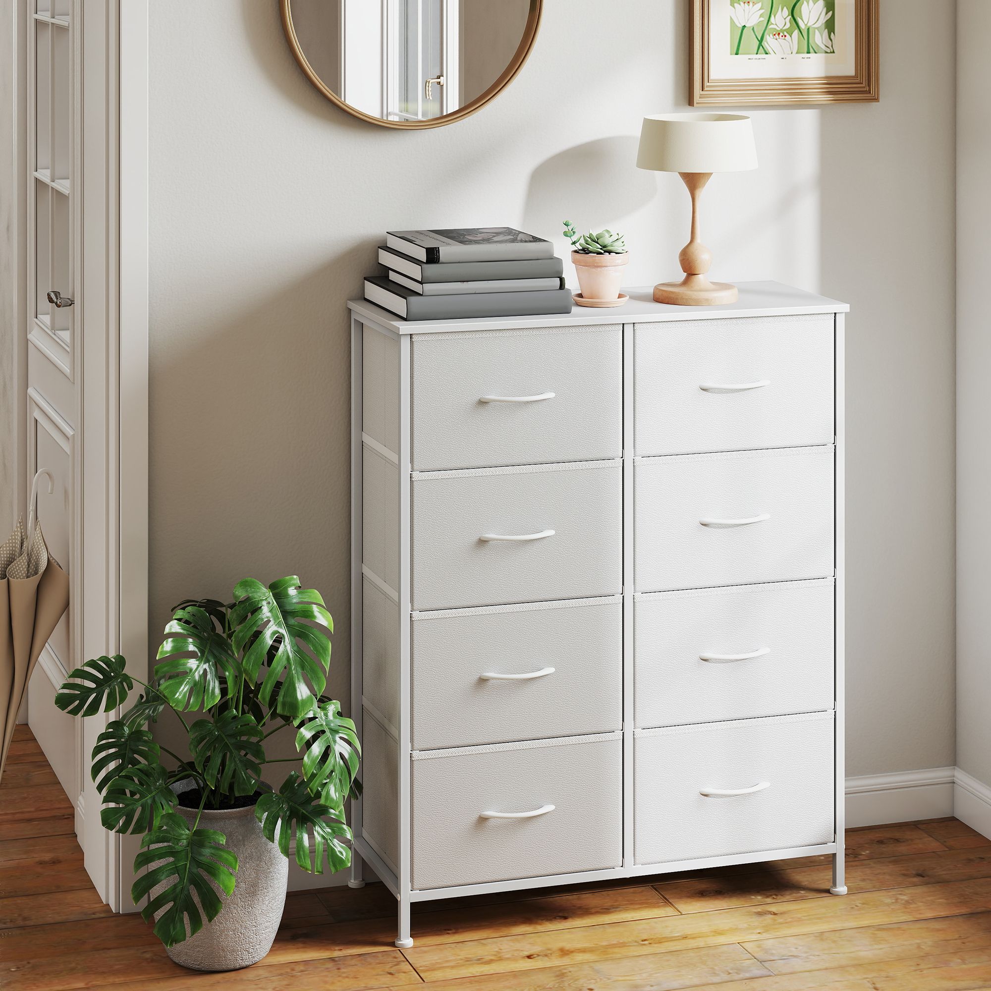 Kommode, Schrank, 8 Stoffschubladen