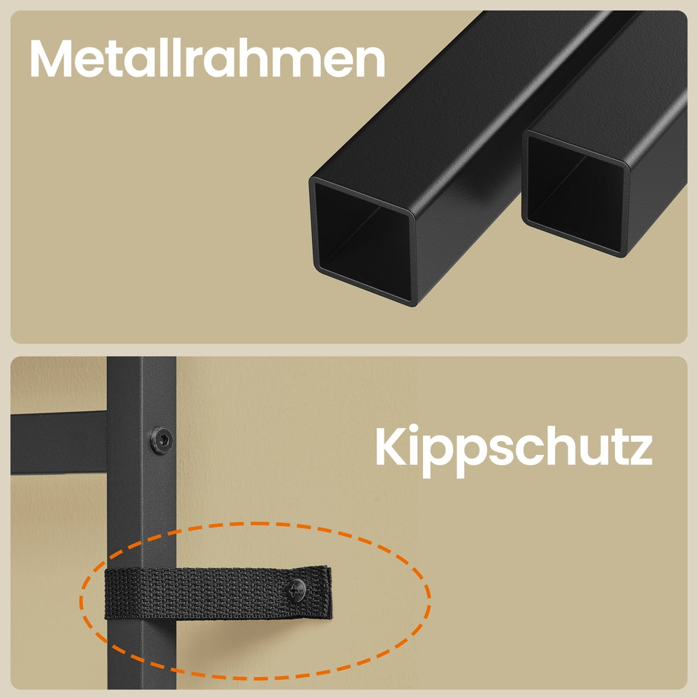 Nachttisch mit LED-Beleuchtung und Ladestation, Nachttisch mit 2 Schubladen und offenem Fach, schwarz