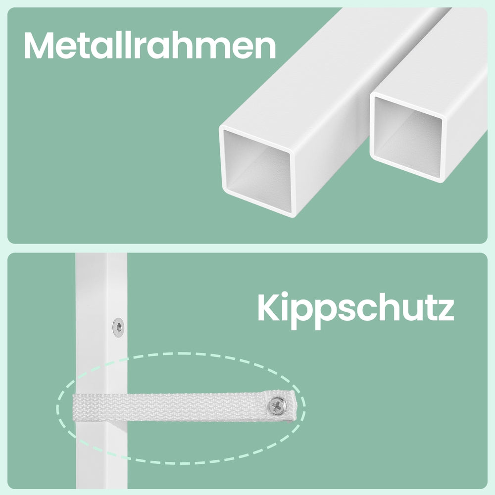 Nachttisch mit LED-Beleuchtung und Ladestation, Nachttisch mit 2 Schubladen und offenem Fach, weiß