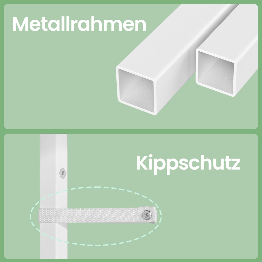 Nachttisch mit LED-Beleuchtung und Ladestation, Nachttisch mit 3 Schubladen und offenem Fach, weiß