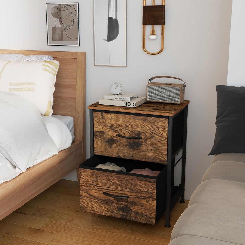 Kommode, Schrank, 2 Stoffschubladen