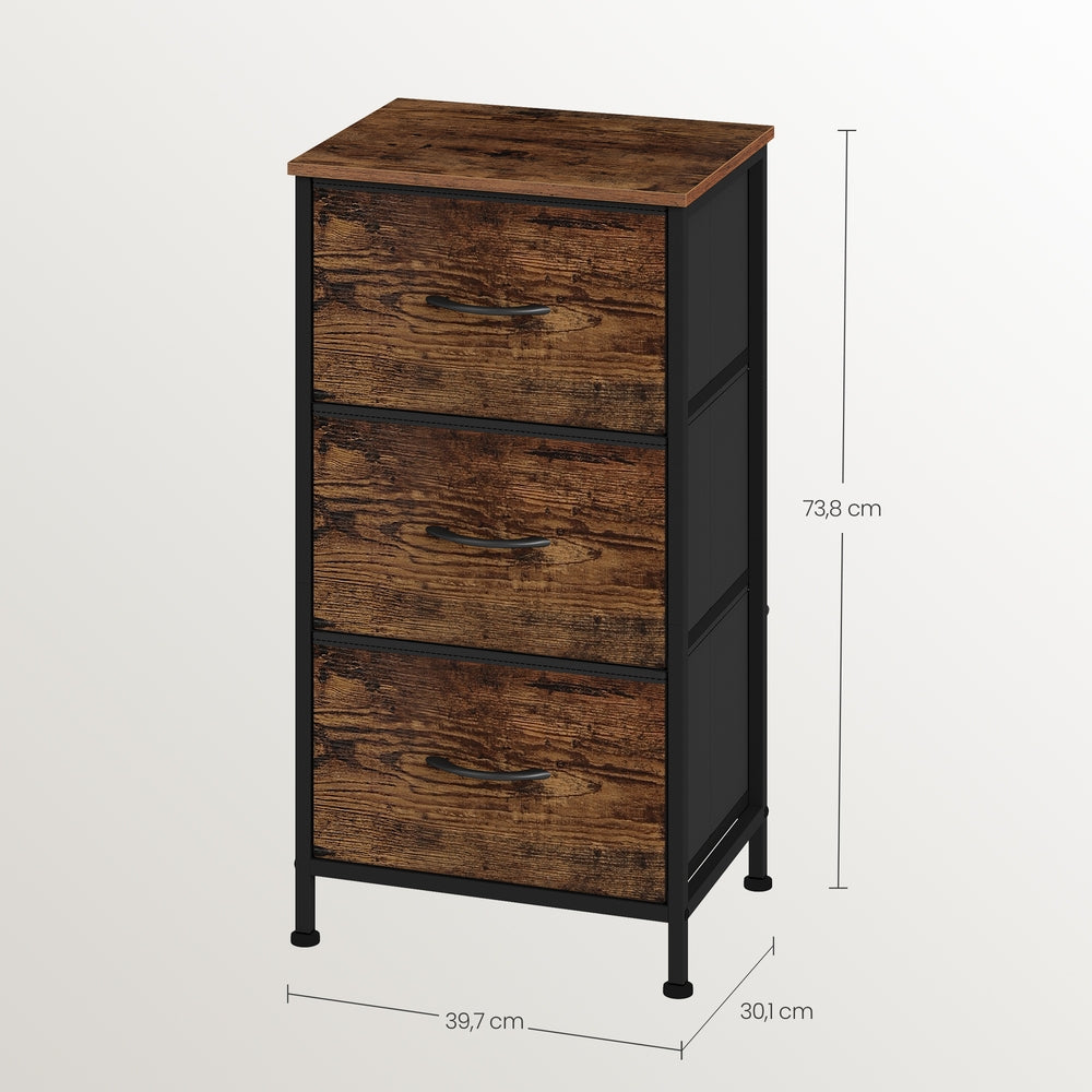 Kommode, Schrank, 3 Stoffschubladen