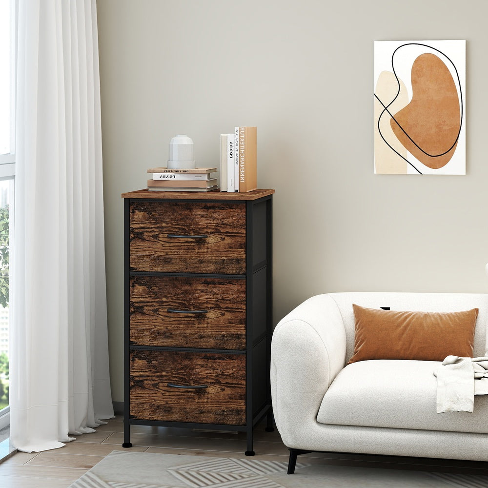 Kommode, Schrank, 3 Stoffschubladen
