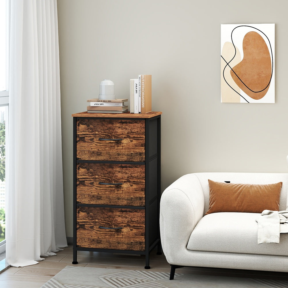 Kommode, Schrank, 3 Stoffschubladen
