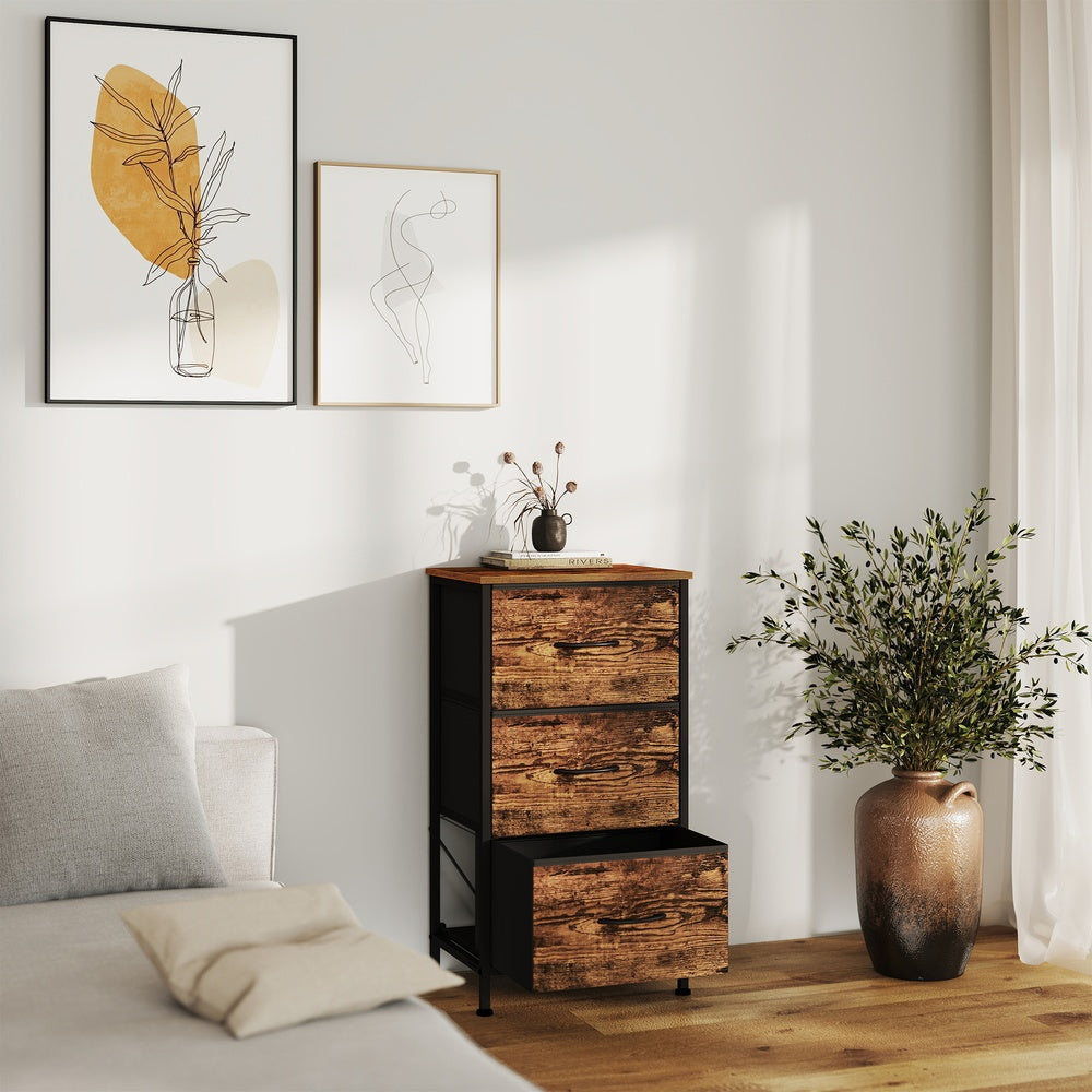 Kommode, Schrank, 3 Stoffschubladen