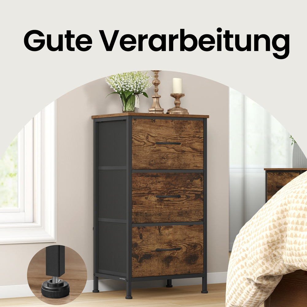 Kommode, Schrank, 3 Stoffschubladen