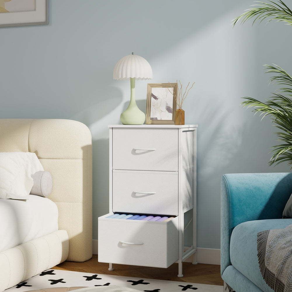 Kommode, Schrank, 3 Stoffschubladen