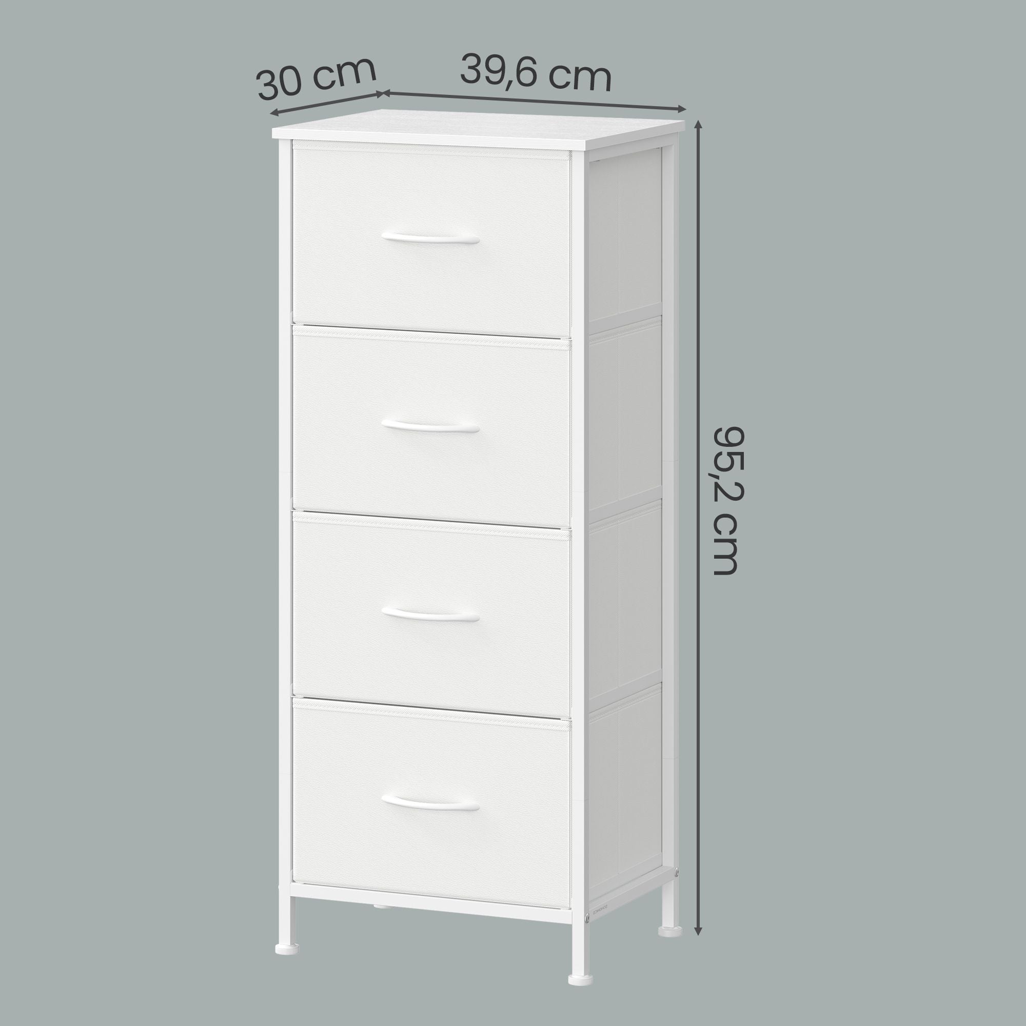 Kommode, Schrank, 4 Stoffschubladen