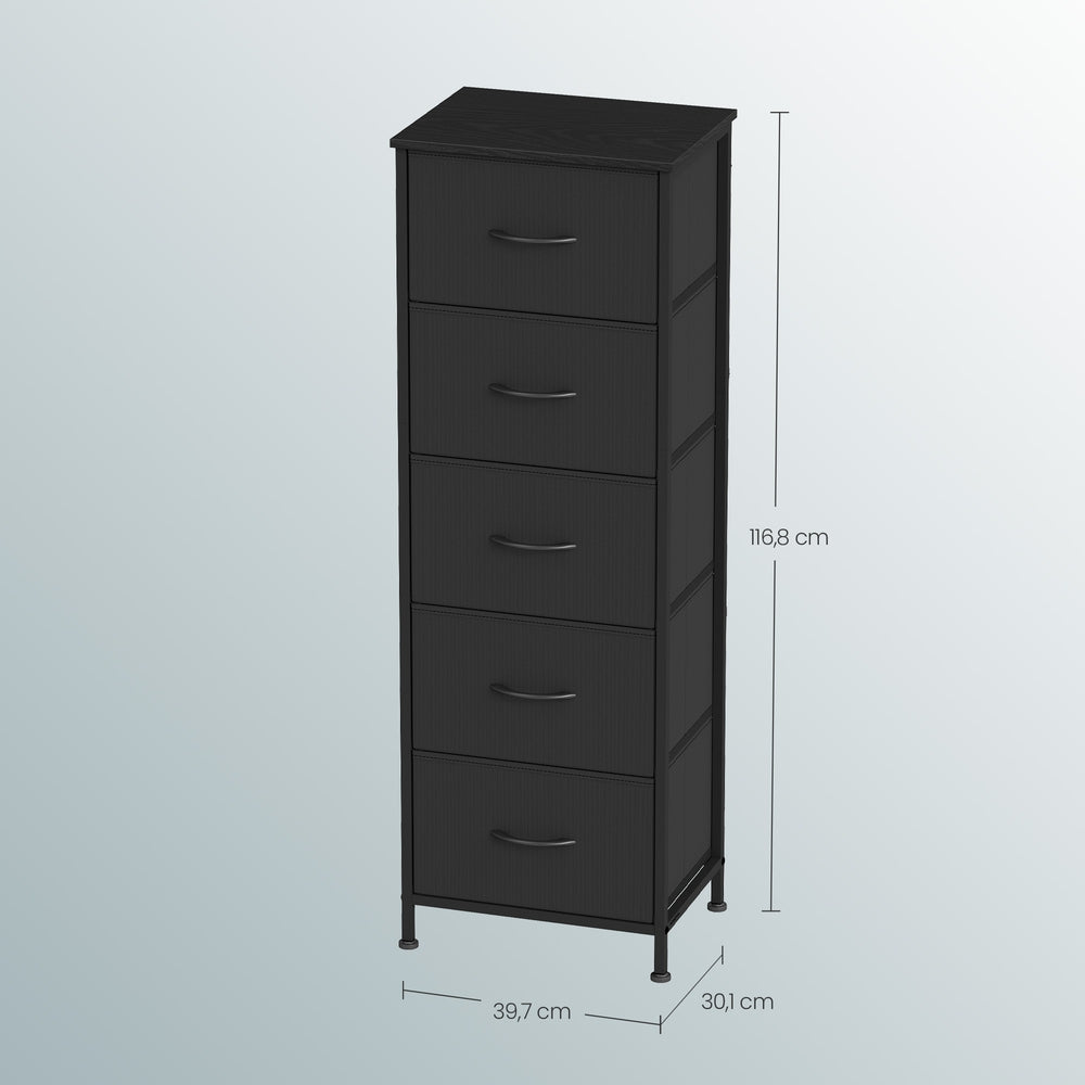 Kommode, Schrank, 5 Stoffschubladen