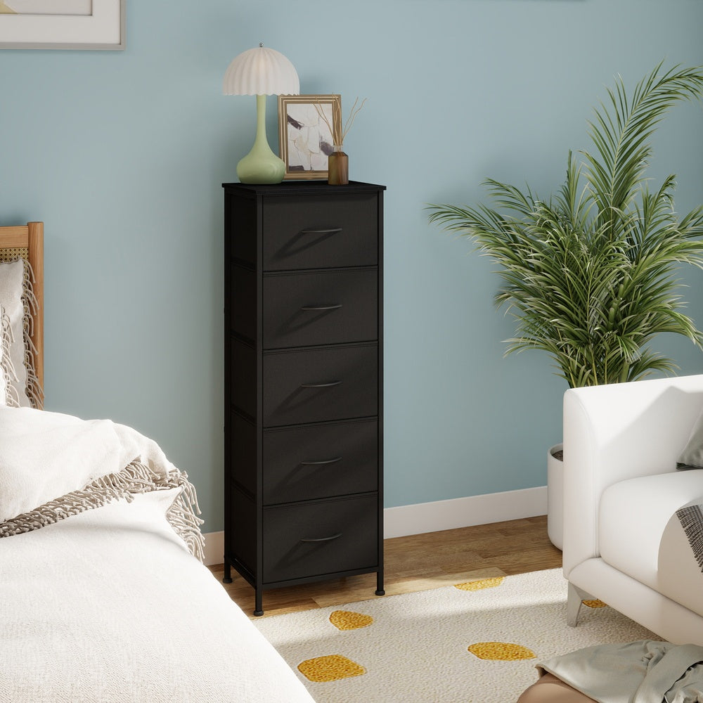 Kommode, Schrank, 5 Stoffschubladen