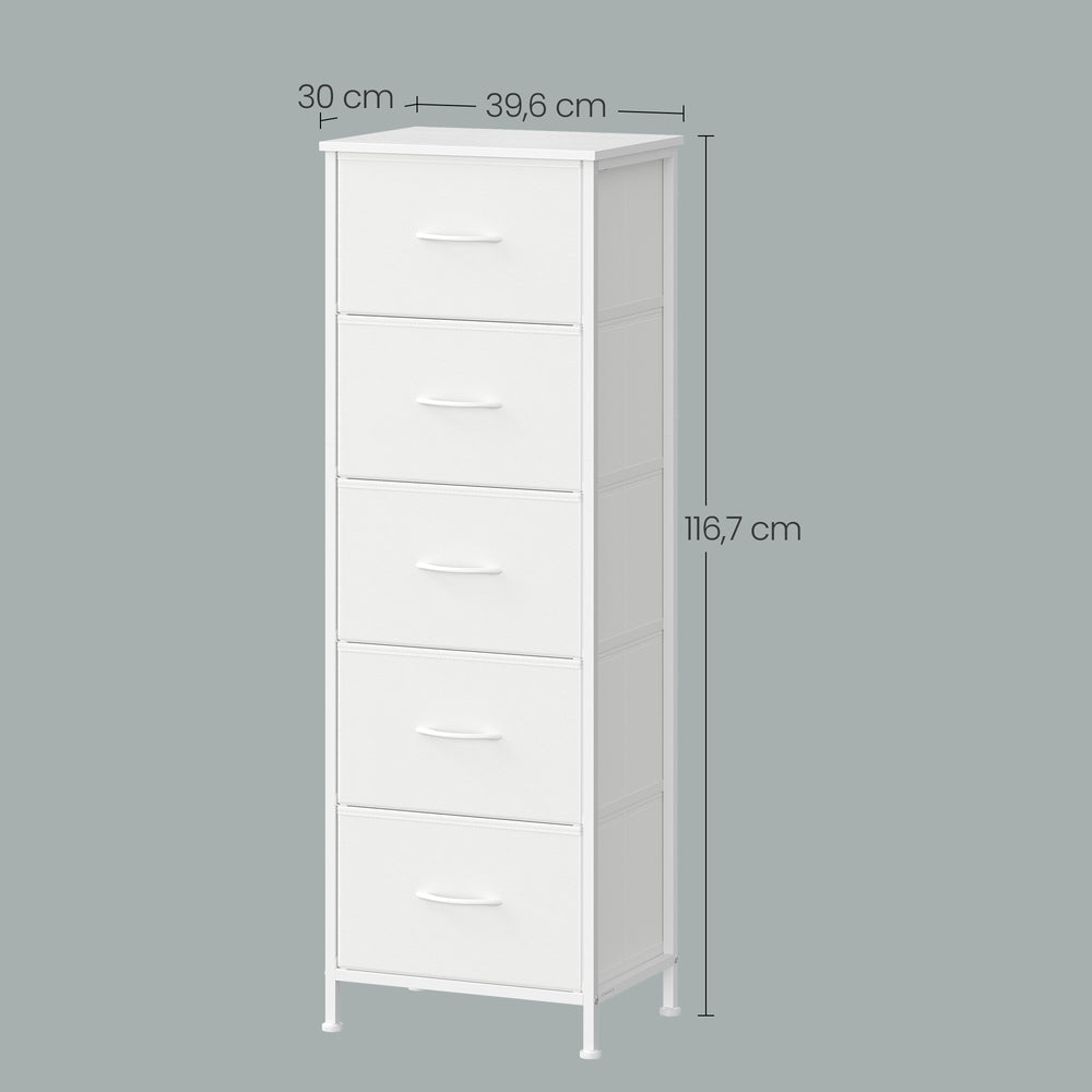 Kommode, Schrank, 5 Stoffschubladen