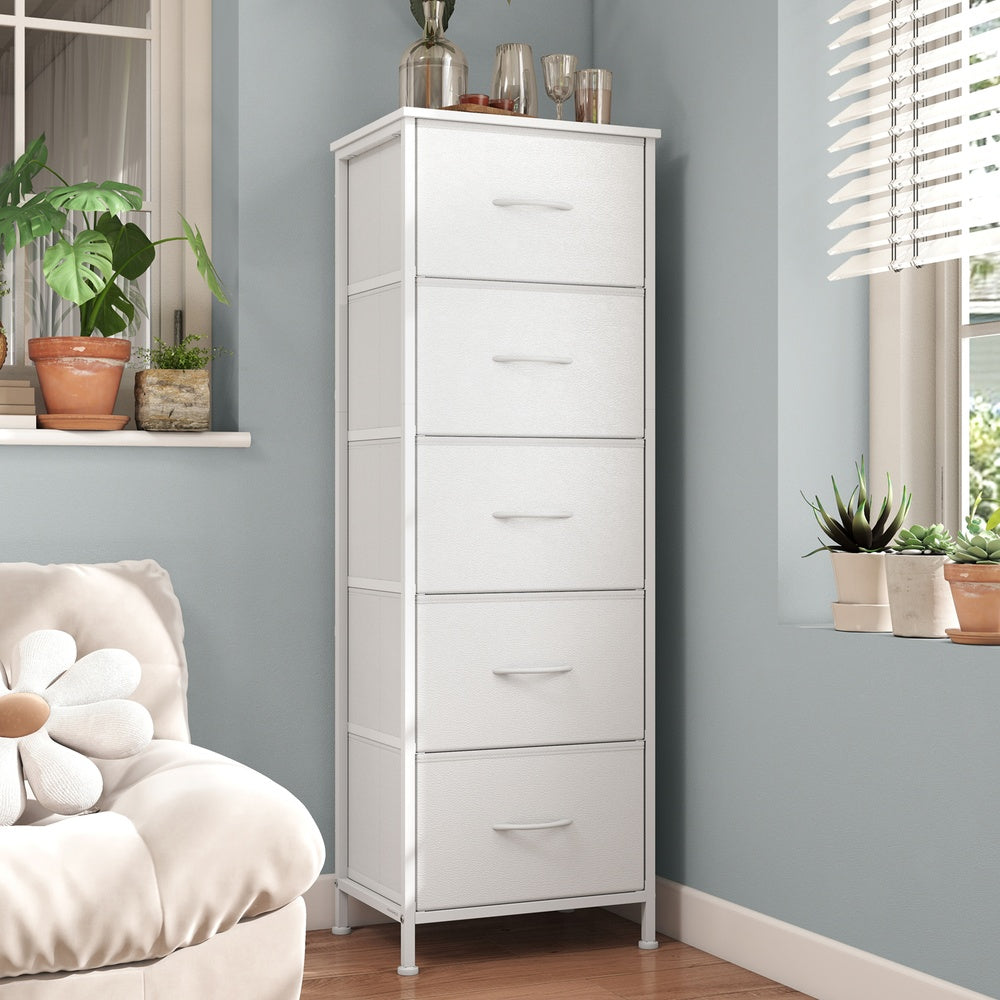 Kommode, Schrank, 5 Stoffschubladen