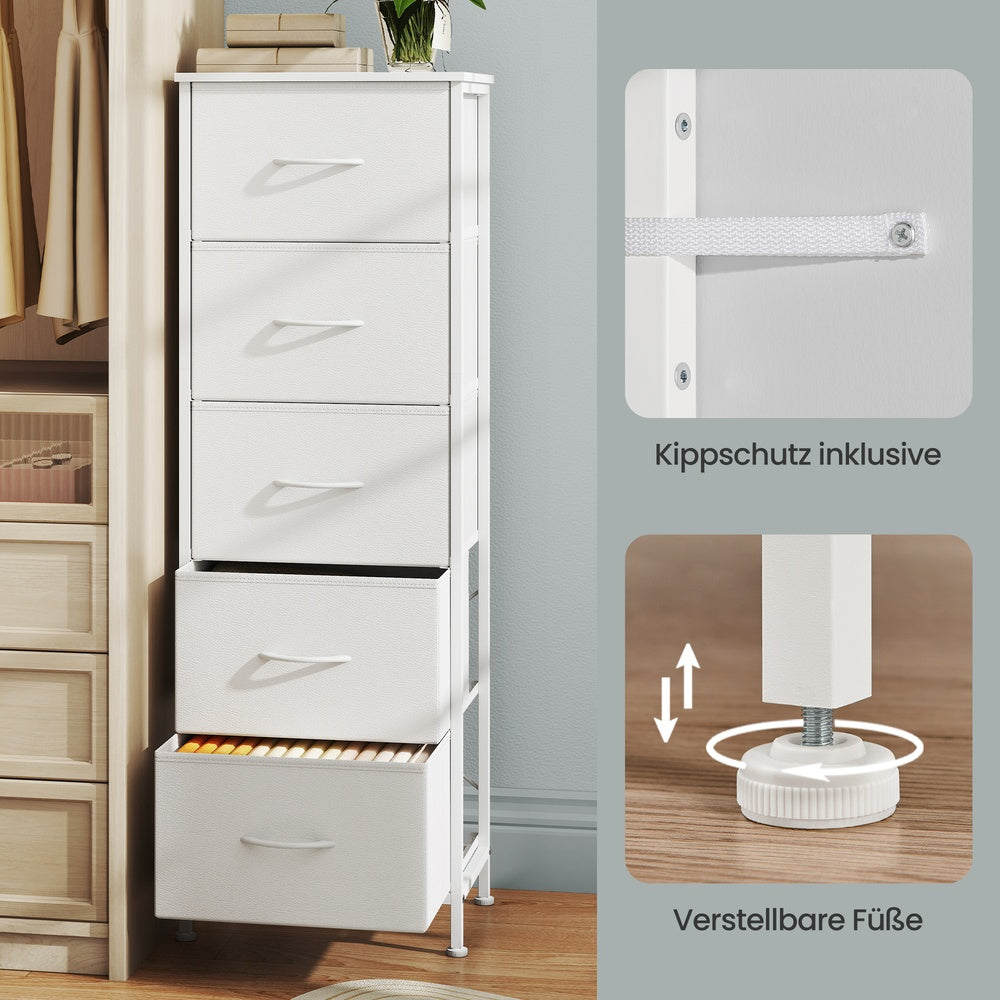Kommode, Schrank, 5 Stoffschubladen
