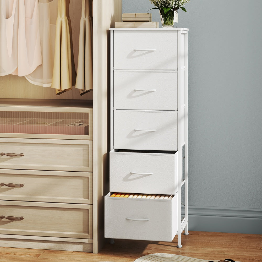 Kommode, Schrank, 5 Stoffschubladen