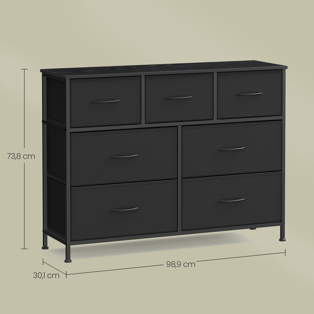 Kommode, Schrank, 7 Stoffschubladen