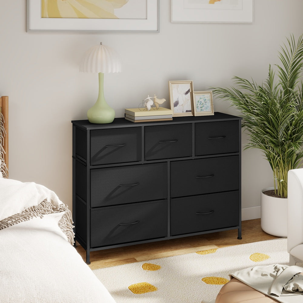 Kommode, Schrank, 7 Stoffschubladen