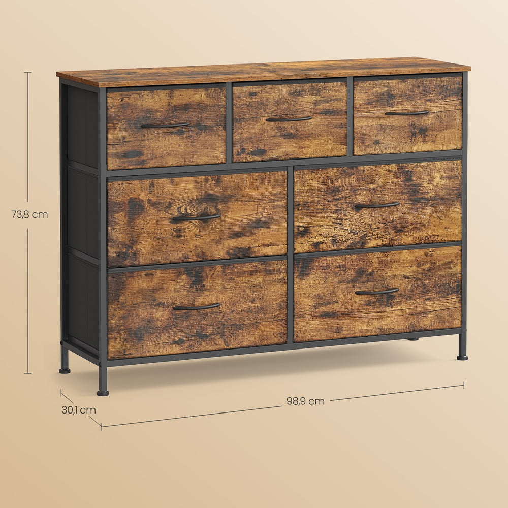 Kommode, Schrank, 7 Stoffschubladen