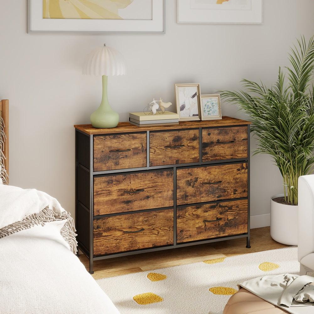 Kommode, Schrank, 7 Stoffschubladen