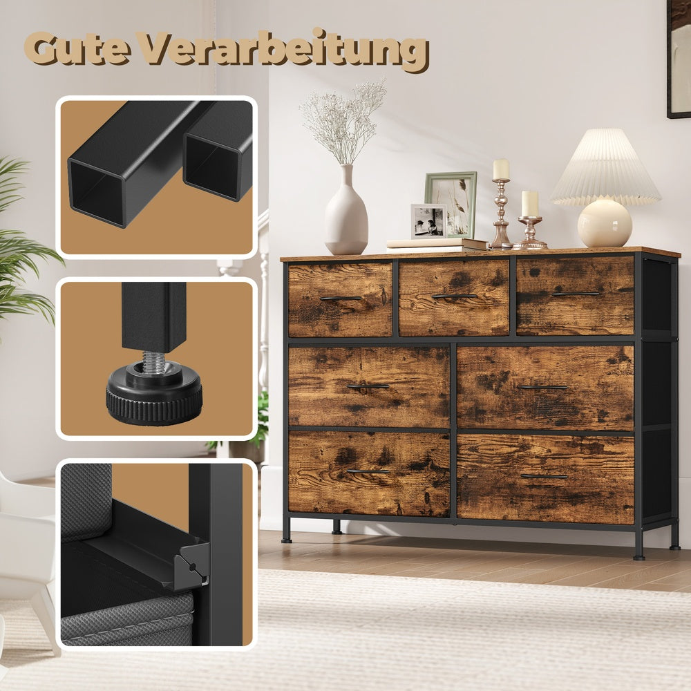 Kommode, Schrank, 7 Stoffschubladen