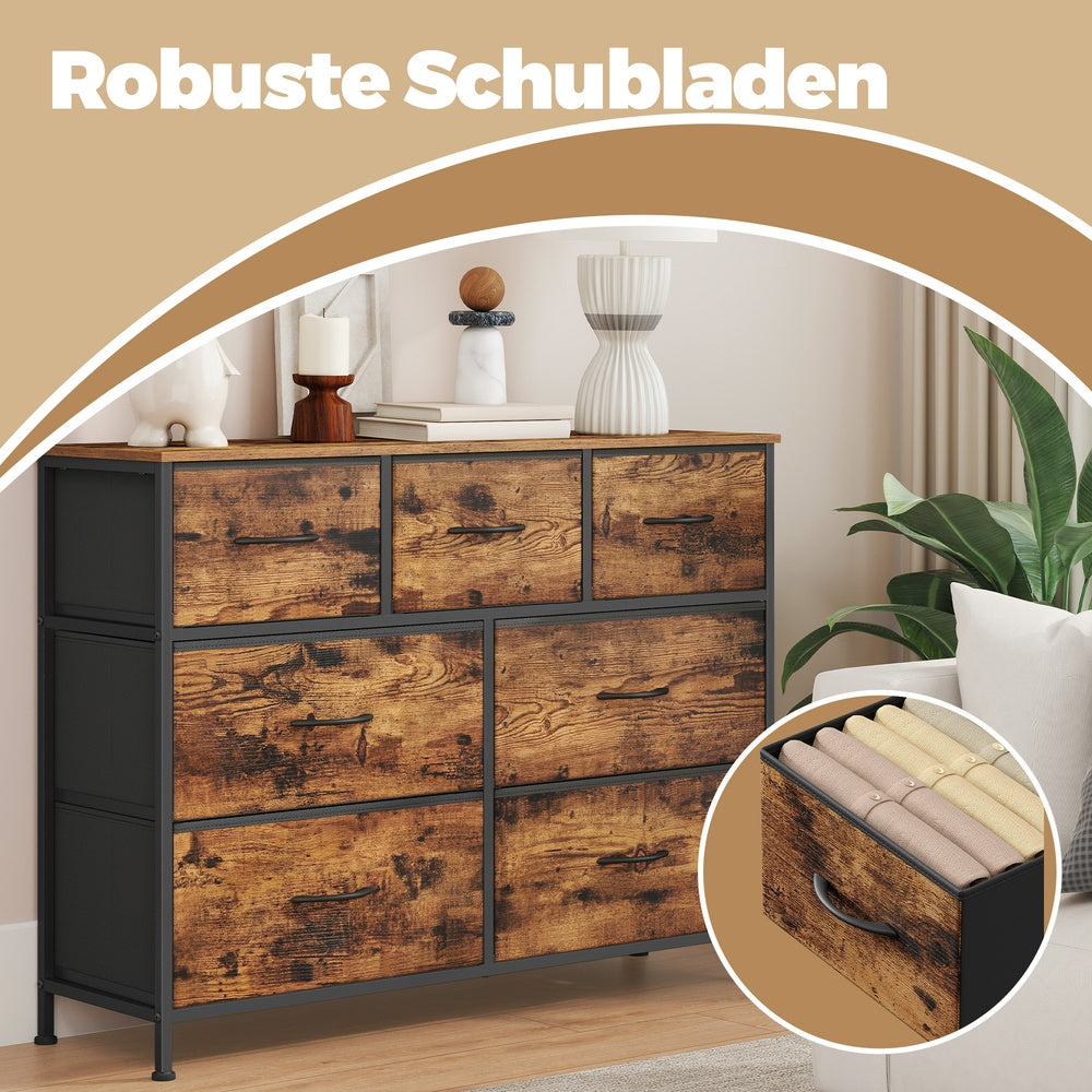 Kommode, Schrank, 7 Stoffschubladen