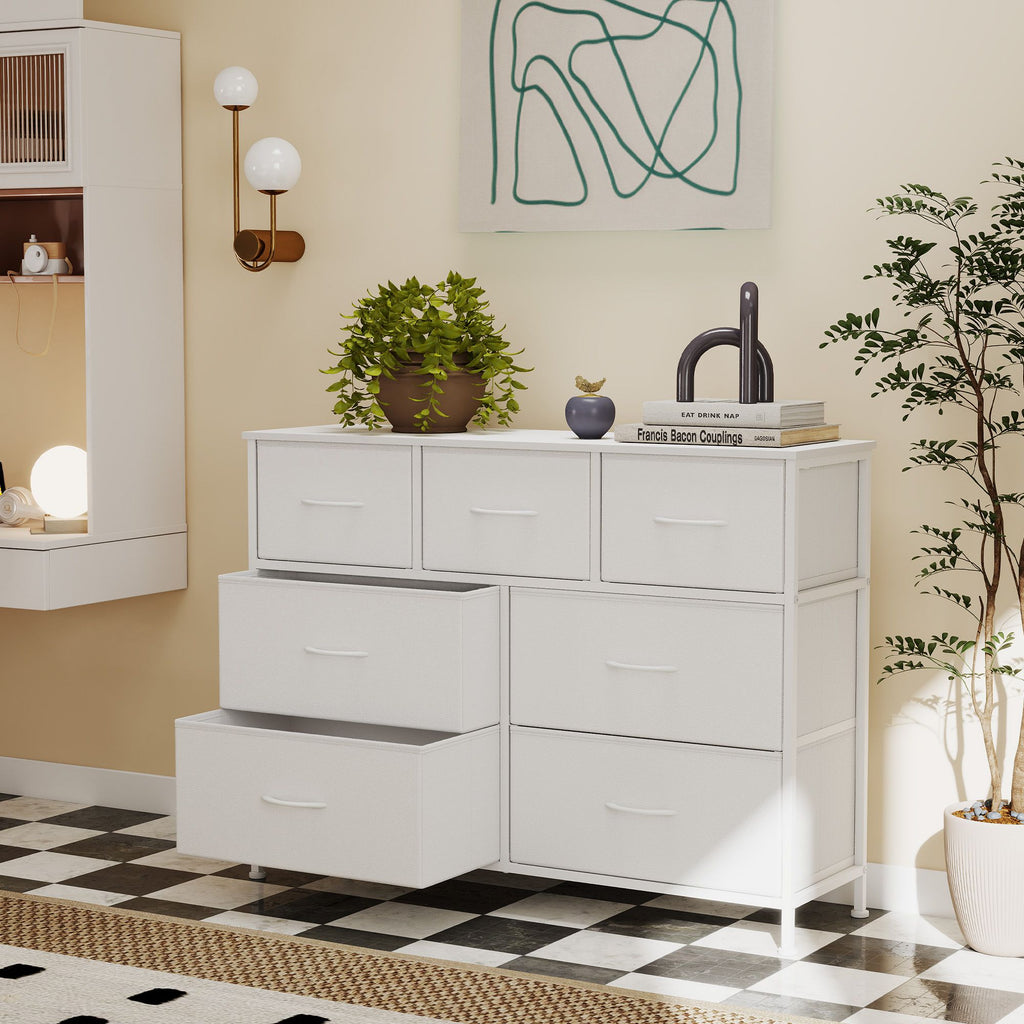 Kommode, Schrank, 7 Stoffschubladen