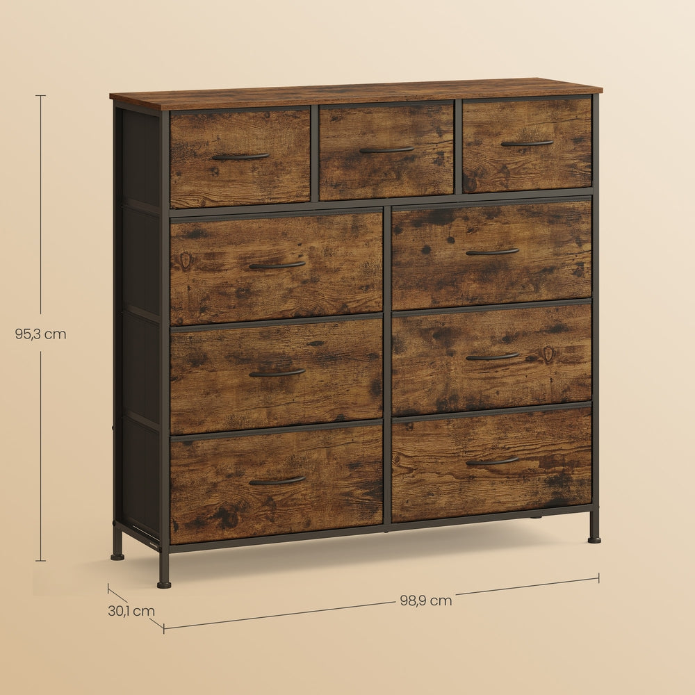 Kommode, Schrank, 9 Stoffschubladen
