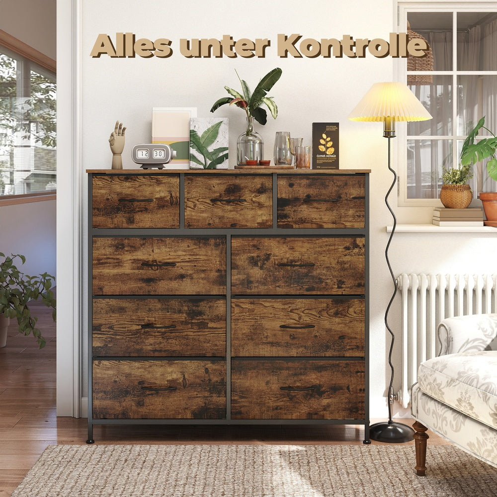 Kommode, Schrank, 9 Stoffschubladen