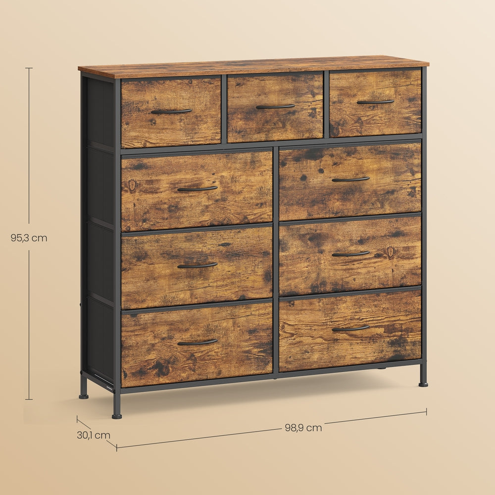 Kommode, Schrank, 9 Stoffschubladen