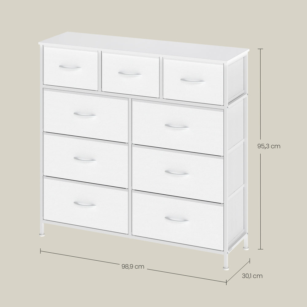 Kommode, Schrank, 9 Stoffschubladen