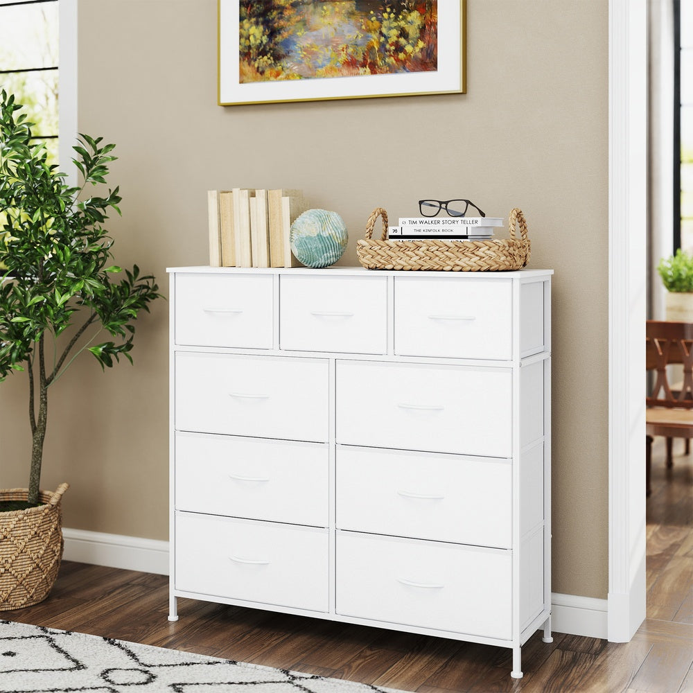 Kommode, Schrank, 9 Stoffschubladen