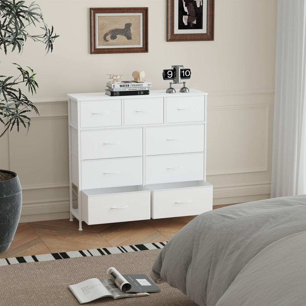 Kommode, Schrank, 9 Stoffschubladen
