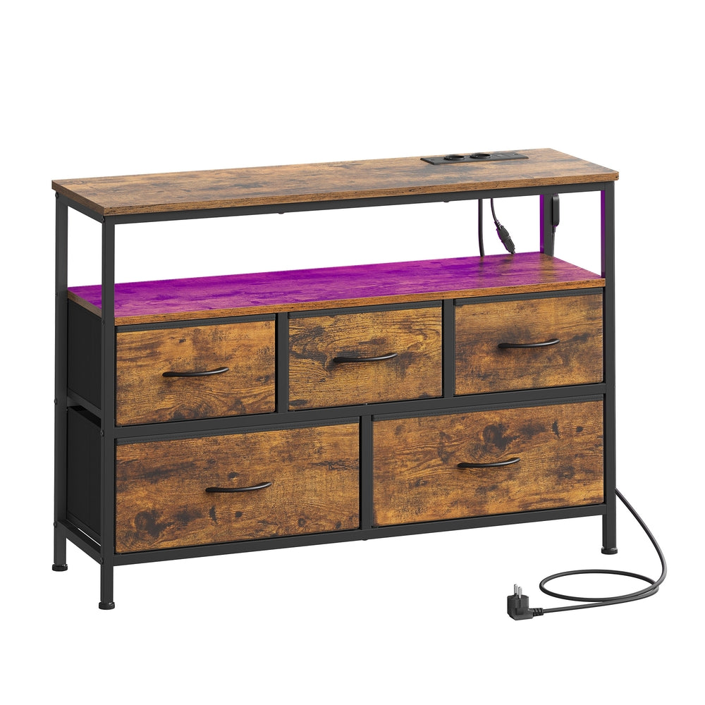 Kommode mit LED-Beleuchtung, Sideboard, Schubladenschrank für Wohnzimmer