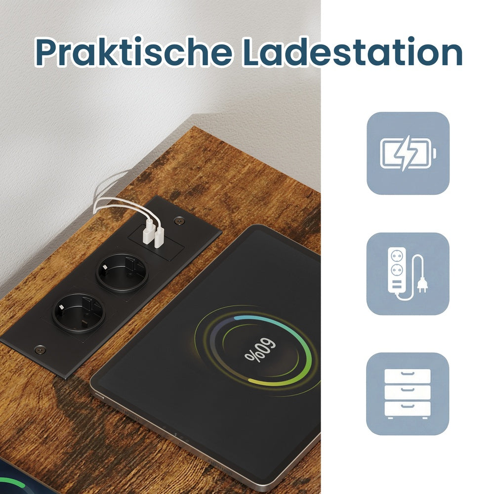 Kommode mit LED-Beleuchtung, Sideboard, Schubladenschrank für Wohnzimmer