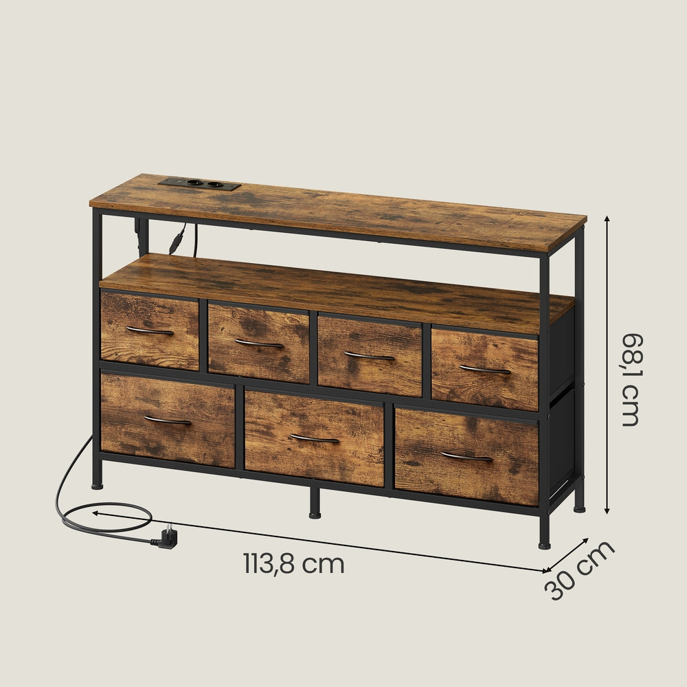 Kommode mit LED-Beleuchtung, Sideboard, Schubladenschrank für Wohnzimmer